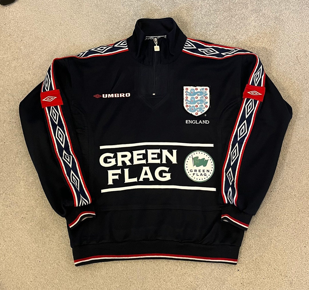 Deadstock Green Flags Umbro England Training Top 1996-1998 Small
