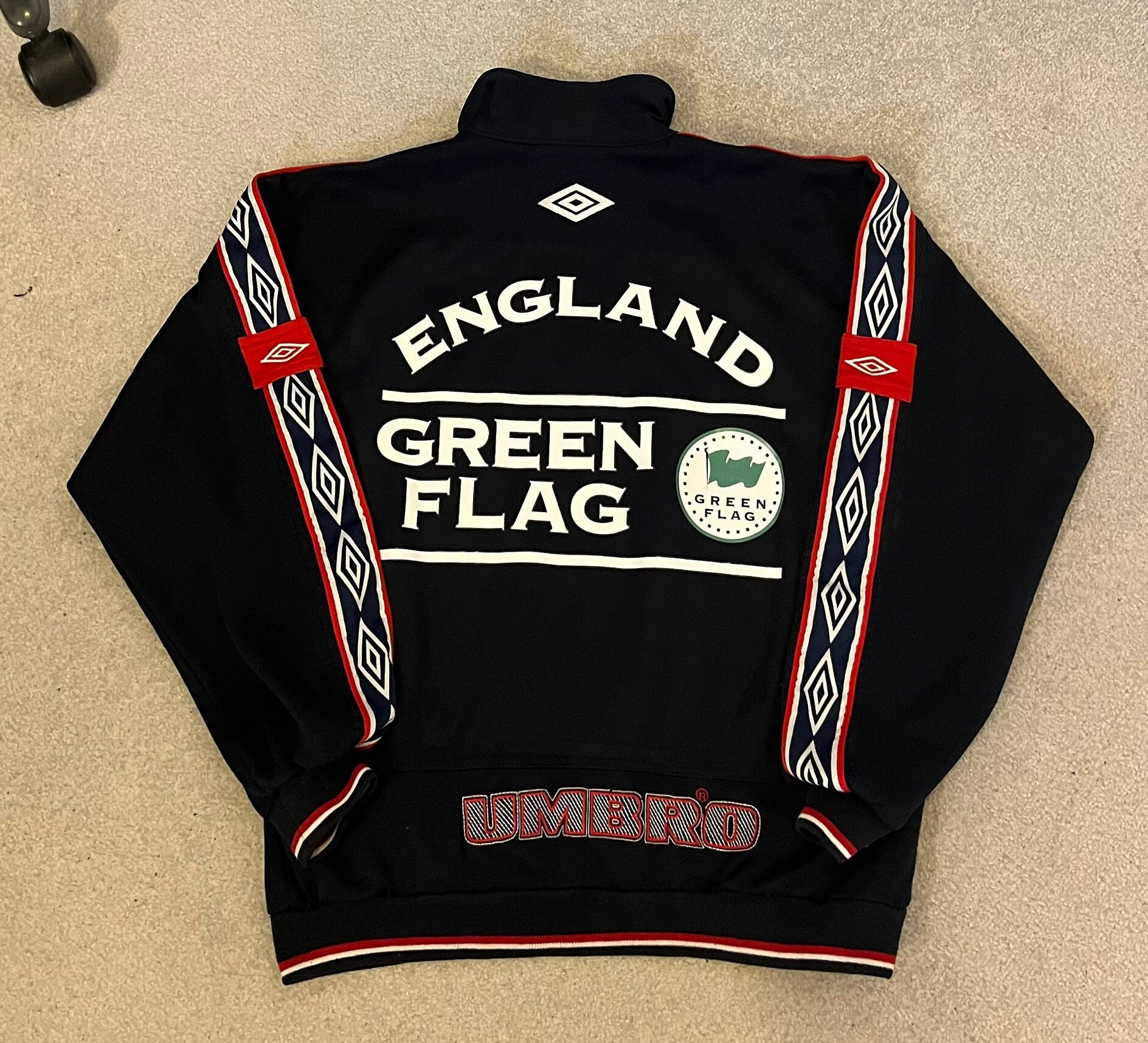 Deadstock Green Flags Umbro England Training Top 1996-1998 Small