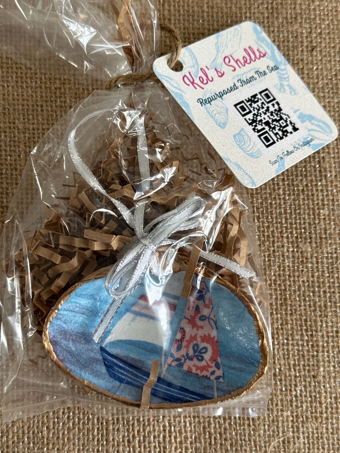 Clam Shell Ornament Sail Boat #018 - Etsy