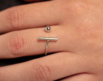 Anillo abierto con diseño minimalista, anillo delicado, anillo ajustable para ella