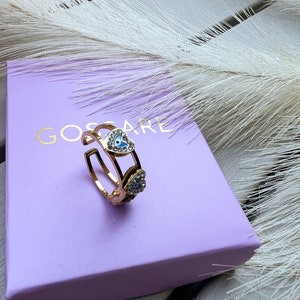 Nazar - Evil eye ring with 18K gold made of stainless steel, adjustable size for women girls gift idea