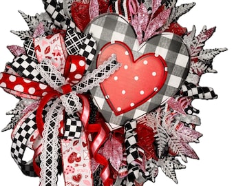 Handmade Valentine's Day Wreath: Buffalo Plaid Heart Decor
