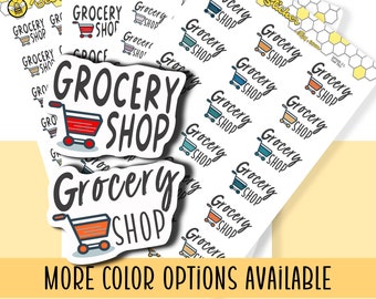 Grocery Shop Stickers | Choose from 2 fonts and multiple colors | Planner Stickers | SP008