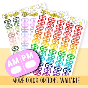 Autocollants de rappel AM/PM | Choisissez parmi plusieurs couleurs | Stickers pour agenda | FU007