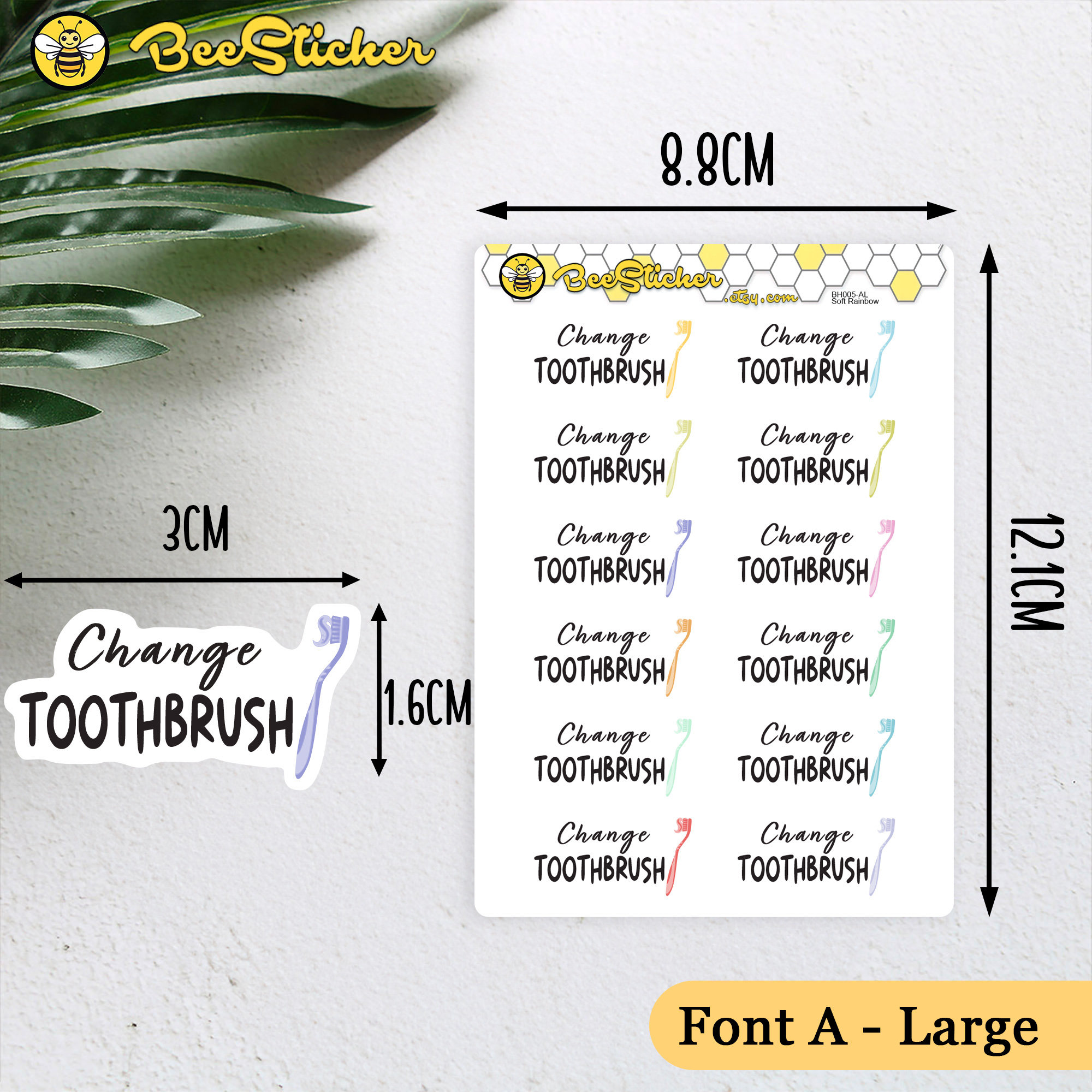 Toothbrush Printable Stickers Change Toothbrush Stickers | Choose From 2 Fonts and Multiple Colors ...