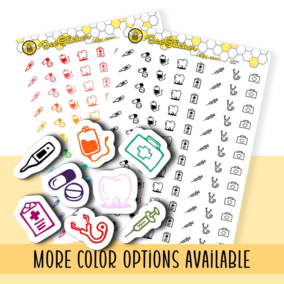 Health Mix Icon Stickers | Choose From 8 Shapes and Multiple Colors ...