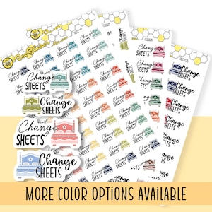 Naklejki na zmianę pościeli | Wybierz spośród 2 czcionek i wielu kolorów | Naklejki do planera | HC019