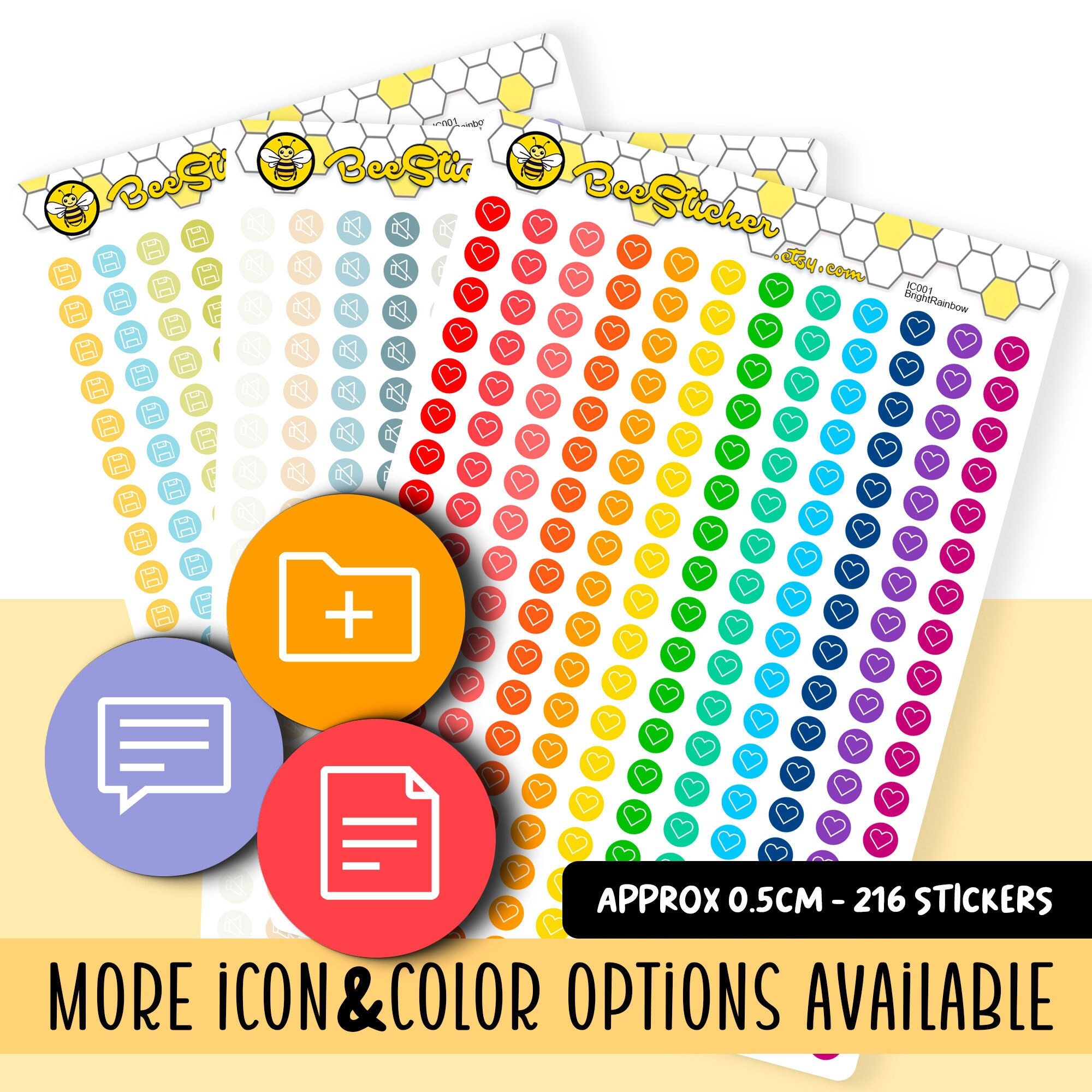 Tiny Coloured Dot Icon Stickers Choose From 360 Shapes and Multiple ...