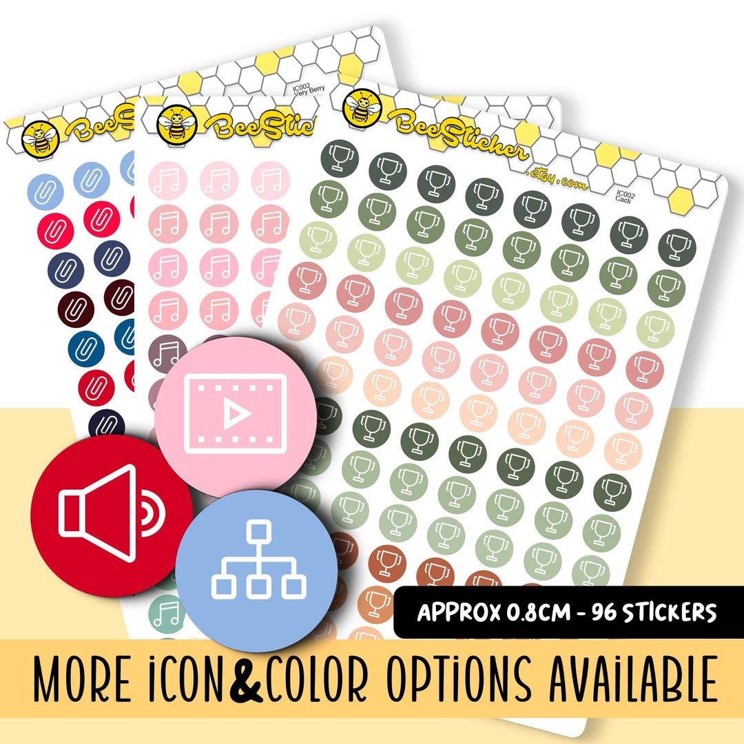 Mini Coloured Dot Icon Stickers | Choose From 360 Shapes and Multiple ...