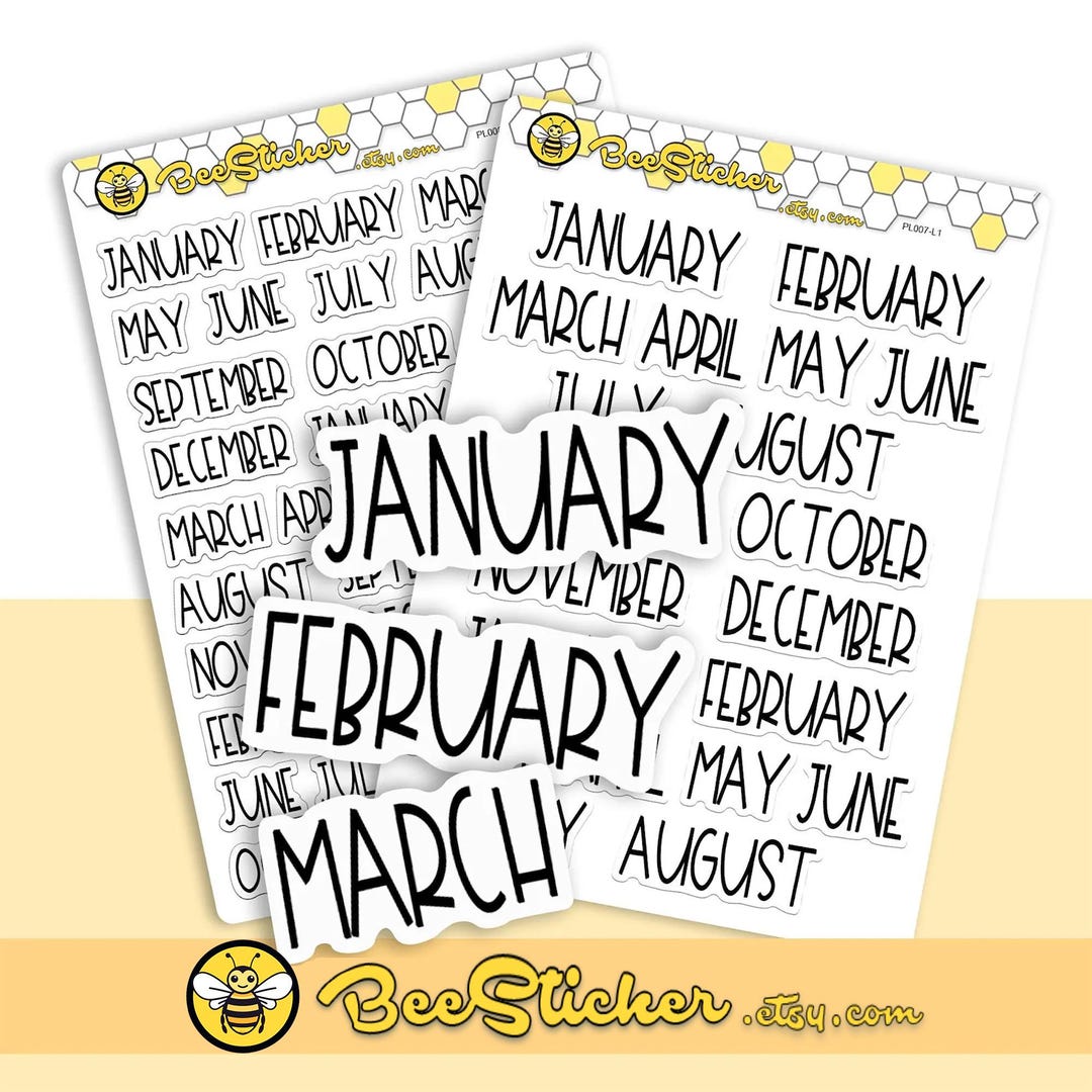 Mini Months of the Year Stickers | Choose From Multiple Colors ...