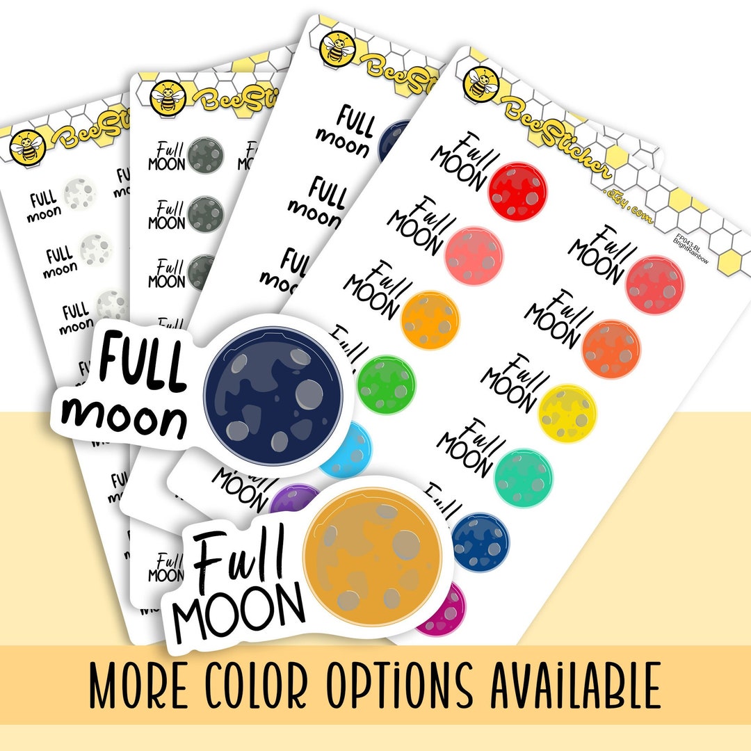 Full Moon Stickers | Choose From Multiple Colors | Planner Stickers ...