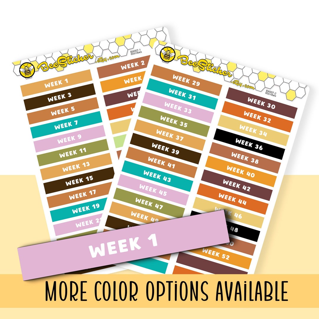 Week Record Stickers | Choose From Multiple Colors | Planner Stickers ...