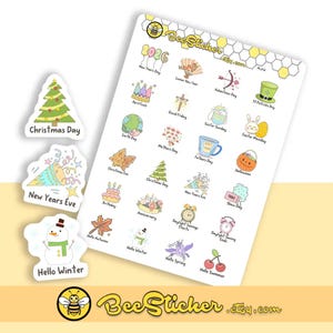 2026 Holiday Stickers | Choose from multiple colors | Planner Stickers | PL018