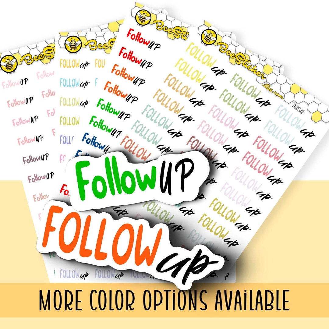 Follow up Stickers | Choose From 2 Fonts and Multiple Colors | Planner ...