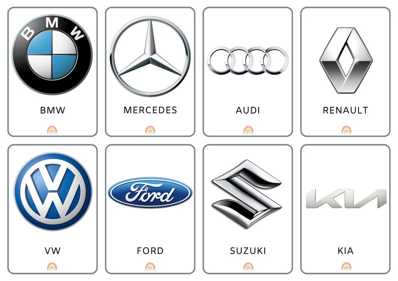 Car Brands Flashcards Etsy