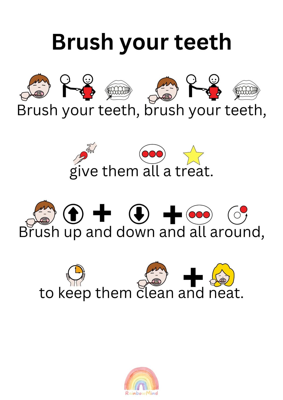 Brush Your Teeth - Nursery Rhyme With Pictures - Etsy