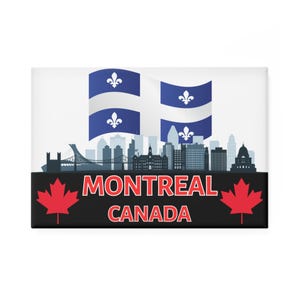 Montreal Skyline Button Magnet, Quebec City Rectangle Fridge Magnet, Canada Travel Souvenir, Downtown Cityscape Decor, Canadian Gift Idea