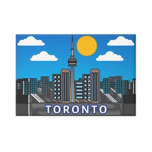 Toronto Cityscape Button Magnet, Canadian Landmarks Rectangle Fridge Magnet, City Scene Building Decor, Toronto Souvenir, Travel Gift