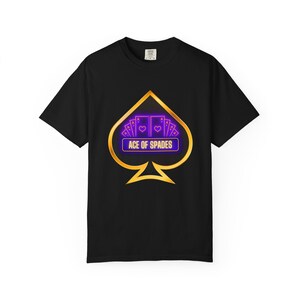 T-shirt As de pique néon, chemise cartes à jouer poker, t-shirt unisexe, vêtements néon lumineux, cadeau de jeu de cartes