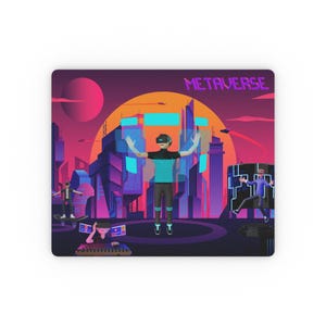 Gaming Mouse Pad, Cyber Metaverse Deskmat, Retro Gaming Mat, Cyberpunk Keyboard Pad, Gamer Gift, Computer Accessories