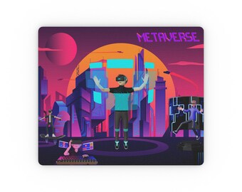 Gaming Mouse Pad, Cyber Metaverse Deskmat, Retro Gaming Mat, Cyberpunk Keyboard Pad, Gamer Gift, Computer Accessories