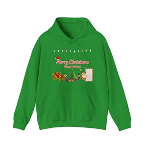 Christmas Holiday Season Merry Christmas Happy Holidays Hoodie - Festive Winter Xmas Comfortable Pullover, Unisex Sweatshirt, Holiday