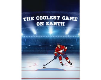 Hockey Player Rolled Poster, Ice Hockey Stadium Wall Art, Sports Room Decor, Gift for Hockey Fans, Game On Earth Print, Hockey Lover Gift