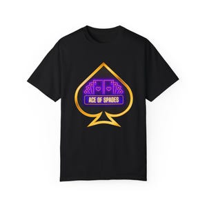 T-shirt néon brillant As de pique poker cartes à jouer