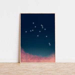 Aquarius Zodiac Art Print. Aquarius Constellation Art Print. Astrology Print. Astrology Poster. Spiritual Wall Art. Aquarius Gift.