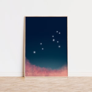 Leo Zodiac Art Print. Leo Constellation Art Print. Astrology Print. Astrology Poster. Spiritual Wall Art. Leo Star Sign Gift.