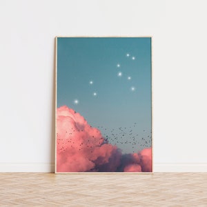 Löwe Sternzeichen Wand Kunst Druck. Löwe Konstellation Wand Kunst Druck. Leo Art, Leo Wandkunst, Astrologie Art. Löwe Poster. Ungerahmt.