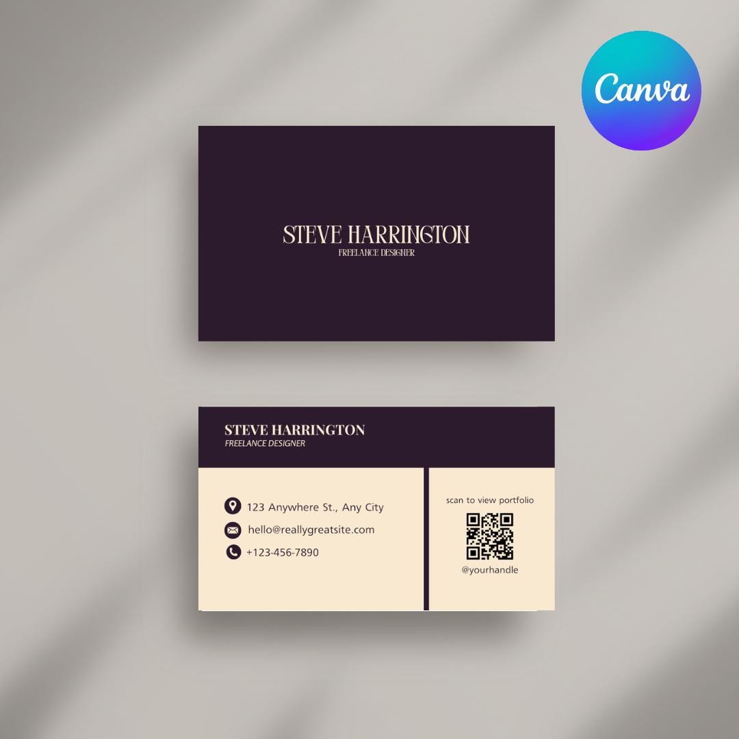Editable QR Code Business Card Template, Canva Design (digital Download ...
