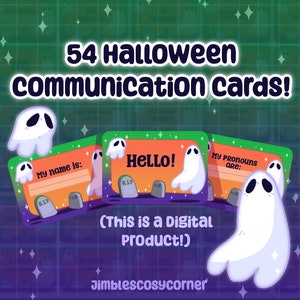 54 Halloween Themed Printable Communication cards for Neurodivergent and non-verbal people!