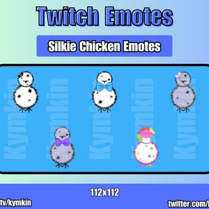 Cute Animated Silkie Chicken Bowtie Ribbon Clown Twitch Discord Emotes