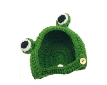 Handmade Knitted Wool Cute Frog Hat, Soft For Dogs Cats Puppies, Pet Clothing