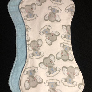 Baby Elephants …Absorbent, Cotton, Double-sided, Reversible Terrycloth Baby Burp Cloth