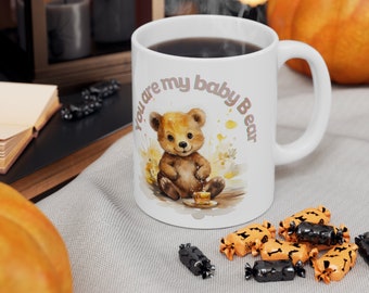 かわいいクマのマグカップ、ハロウィーンのギフト、かわいいマグカップ、あなたは私の赤ちゃんクマのマグカップ、誕生日プレゼント、バレンタイン、水彩画、コーヒーカップ、セラミックマグカップ 11 オンス