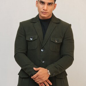 dark green,Black Formal Blazer for Men, Blazer for Office, Blazer for Men, Formal Blazer for Men image 3