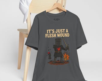 Funny Holy Grail Knight T-Shirt: It's Just a Flesh Wound