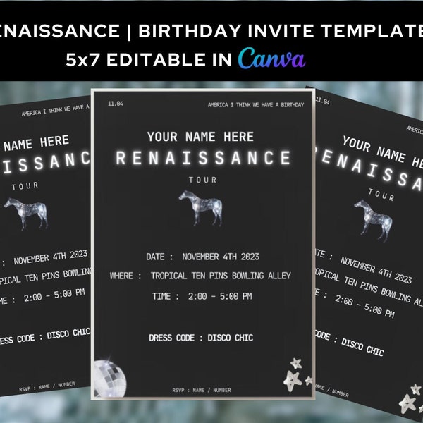 RENAISSANCE | INVITATION D'ANNIVERSAIRE | voyage entre filles, enterrement de vie de jeune fille , anniversaire , chapeau argenté , discothèque , vêtements argentés