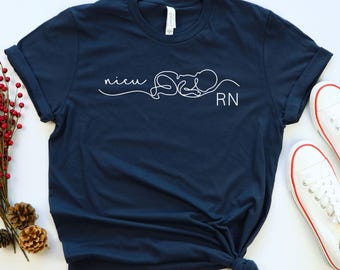 Neonatal Nurse Sweater Nicu Nurse T-Shirt Nicu Nurse Single Line Shirt, Neonatal Intensive Care Unit Nicu Nurse Plain Design Tee