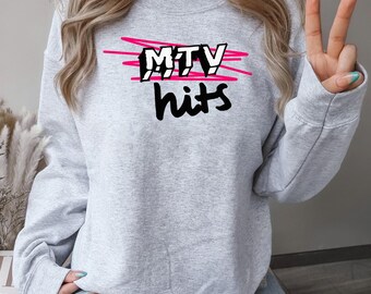 Mtv Hits Retro Sweatshirt, 90s MTV Cool Graphic Sweater, Band MTV Sweatshirt