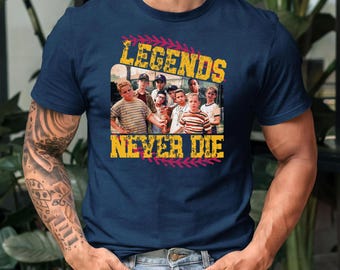 Baseball Movie tshirt, Unisex Baseball Legends Never Die Shirt, Baseball Dad Gift, Baseball Coach Tshirt, 1990s Sandlot Tee