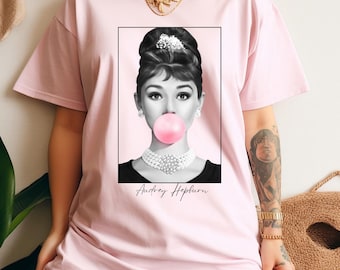 Breakfast at Tiffany's Audrey Hepburn Bubble Gum Pop Art Tshirt, Movie Fan Gift