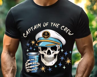 Captain of the Crew Shirt, Funny Dad Boat Shirt, Nautical Skull Tee, Father’s Day Shirt for Dad, Lake Dad Shirt, Captain Dad Graphic Tee