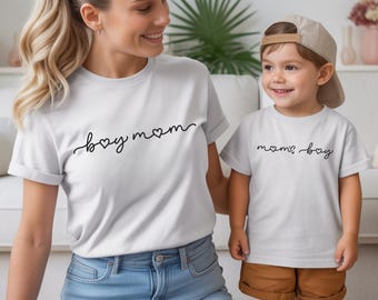 Boy Mom and Mom's Boy Matching Shirts , Mama and Son Outfit, Mother's Day Gift