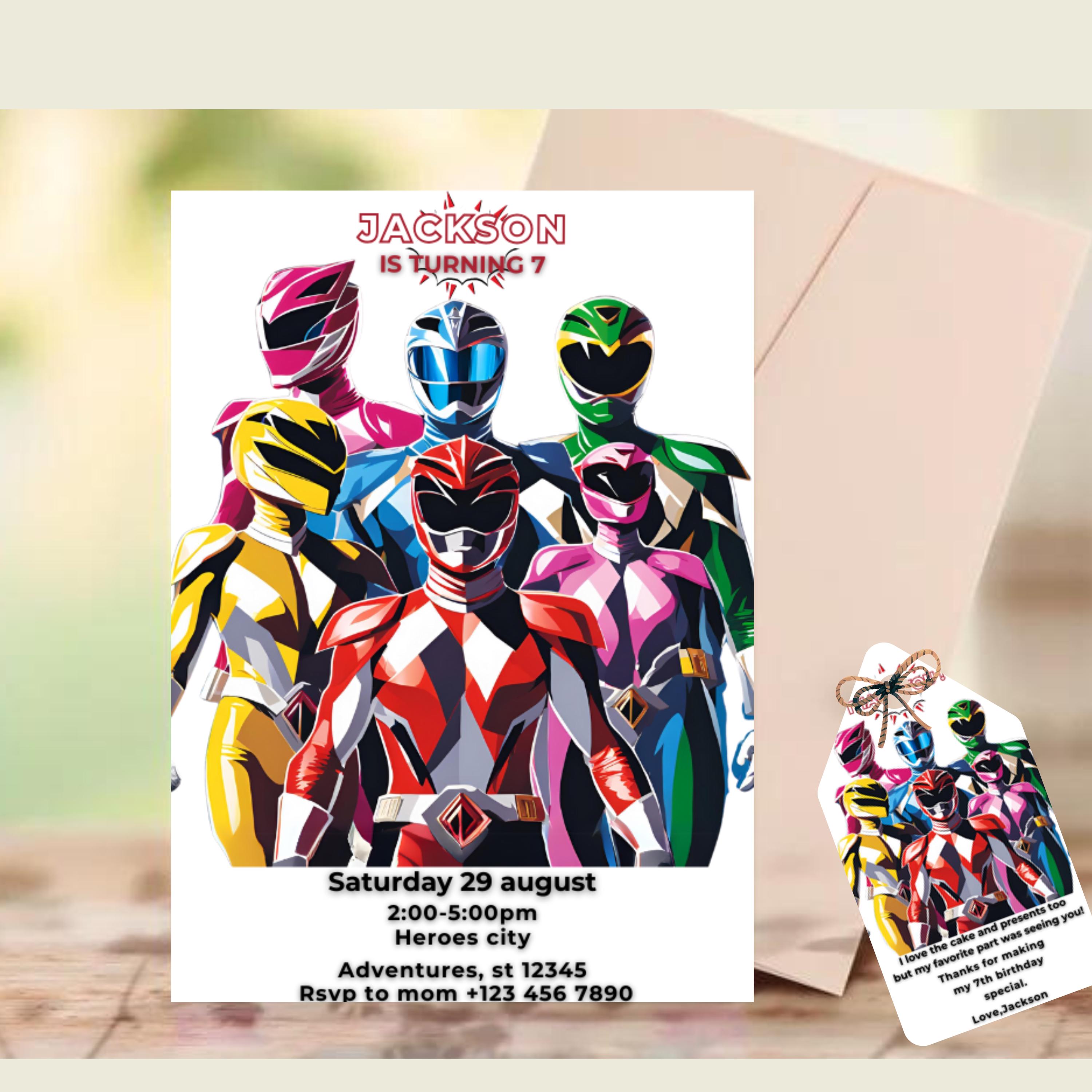 Power Rangers Birthday Invitation Editable Template | Superhero Party ...
