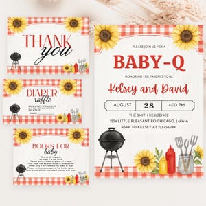 Editable BBQ Baby Shower Invitation Bundle, Backyard Baby Shower Invite, Baby-q Baby Shower, Coed BBQ Baby Shower, Gender Neutral, BBS102