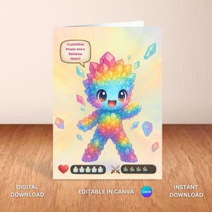 Rock Candy Rhapsody Hero para imprimir | Download digital de super-herói fofo | Cartão de aniversário engraçado | Download instantâneo | Verso e desenho dentro