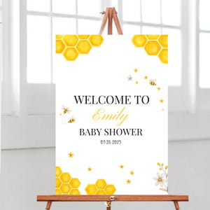 Editable Honey Bee Baby Shower Welcome Sign,Sweet as can Bee Baby Shower Welcome Poster, Bee Baby Shower Decoration, Honeycomb Shower BBS335